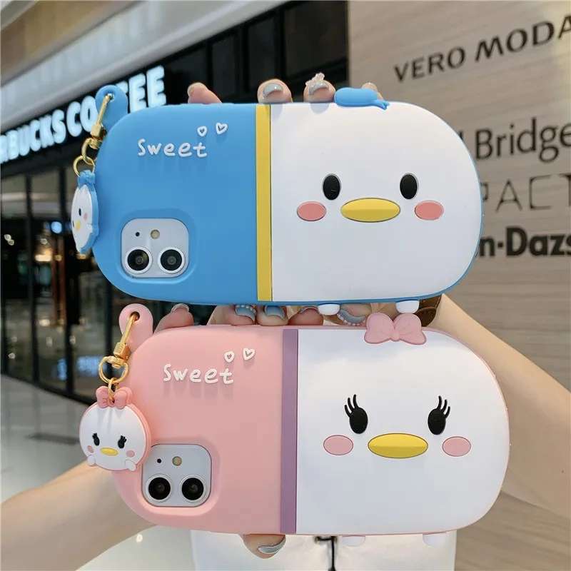 

Cute Cartoons Silicone Animal 3D Duck Female Soft Case For Iphone 11 12 Pro Max 7 8 Plus Xr X Xs max Se 2020 Phone Cover Fundas