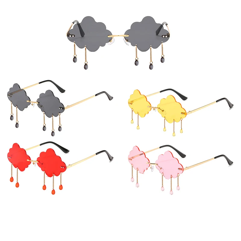 

Women Vintage Clouds Tassel Punk Sunglasses Fashion Rimless Sunglasses Men Frameless Punk Glasses For Women Decoration