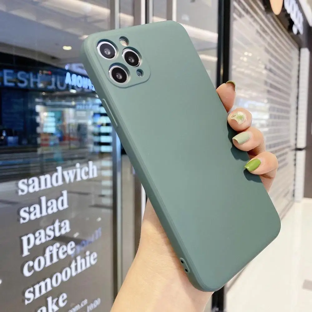 

New Luxury Classic Square edge Soft Liquid Silicone Case For iPhone 12 11 Pro X XR XS Max 7 8 Plus se 2020 12 Shockproof Cover