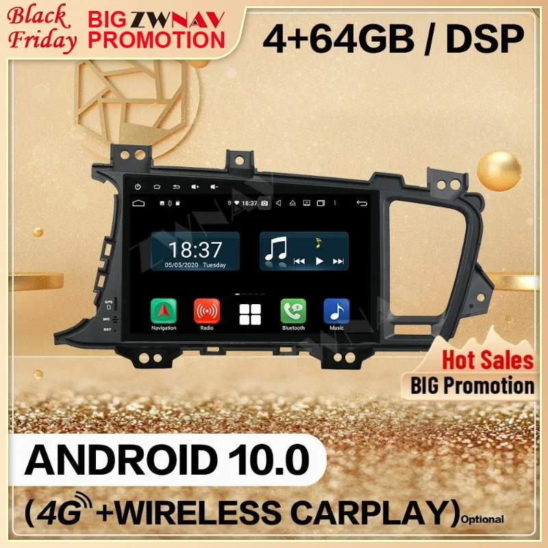 Фото 4G + 128G беспроводной Carplay двойной Din для KIA K5 Optima 2014 Android 10 0 экран плеер аудио радио GPS