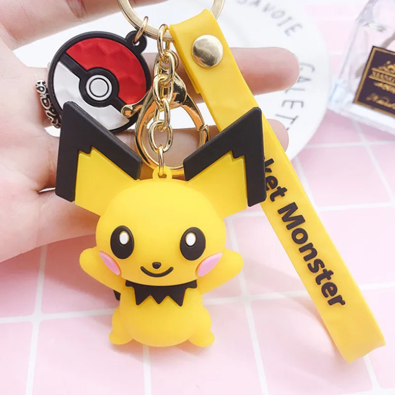 3D Аниме Фигурка Pokemon Go брелок милый Пикачу кольцо для ключей с игрушкой орнамент подвеска брелок для ключей детский брелок подарок