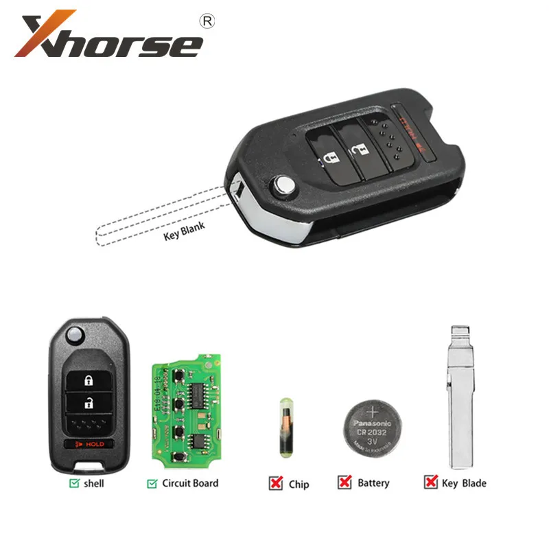 Универсальный пульт дистанционного ключа Xhorse xjo02en 2 + 1 кнопка для пульта Honda Type шт.|