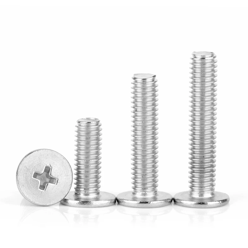 

10/25pcs CM M1.4 M1.6 M2 M2.5 M3 M4 M5 M6 A2 304 Stainless Steel Cross Phillips Ultra Thin Super Low Flat Wafer Head Screw Bolt