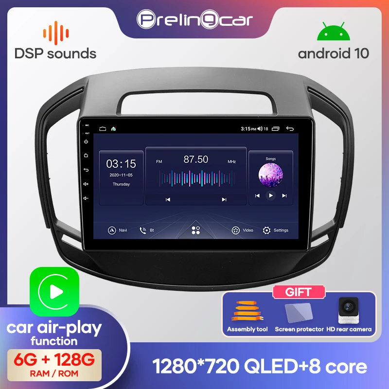Prelingcar Android 10 0 Автомобильный мультимедийный навигатор GPS DVD плеер для Opel Insignia 2014 2016