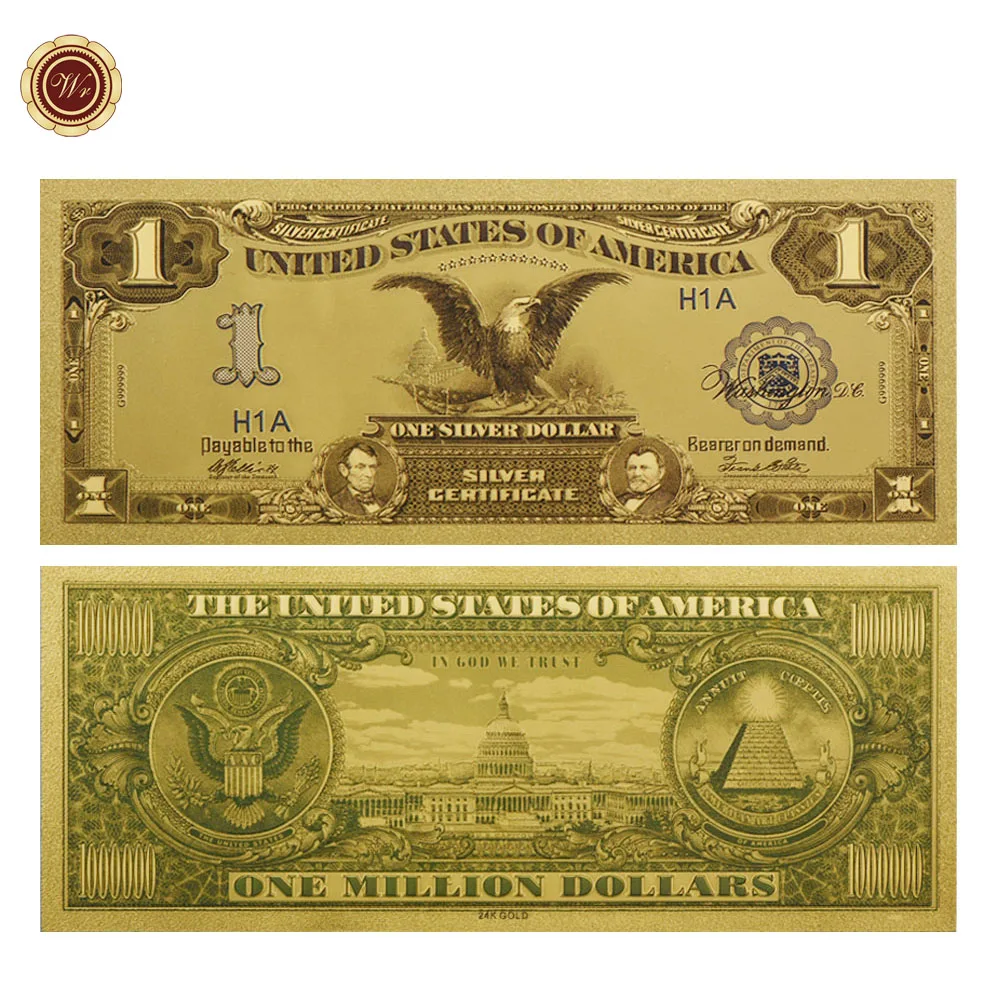 Позолоченная банкнота США 1899 г. американские Золотые купюры за 1 доллар домашний