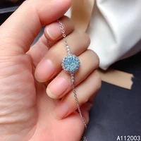 kjjeaxcmy fine jewelry 925 sterling silver inlaid blue topaz women hand bracelet beautiful support detection