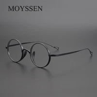 japan handmade pure titanium mens retro round frame glasses high degree optical prescription eyeglasses women myopia eyewear