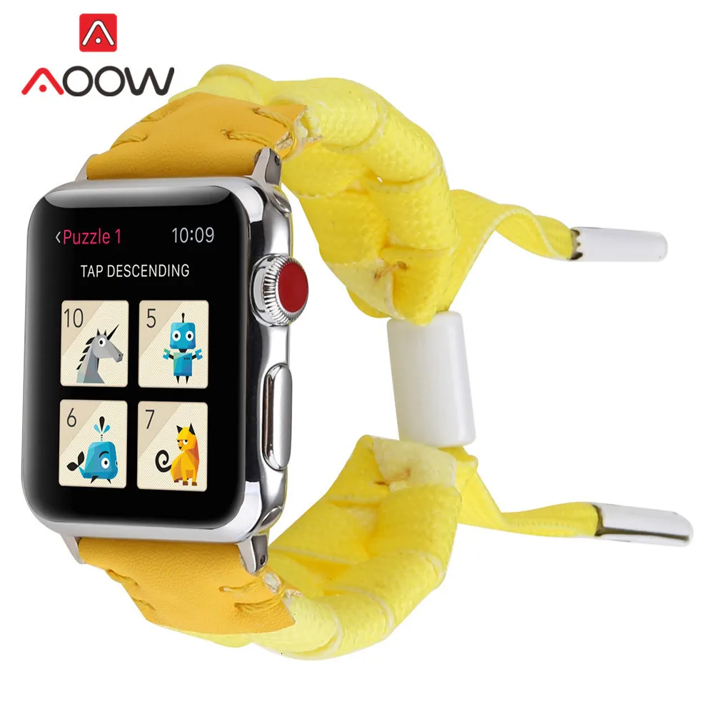 Модный креативный нейлоновый кожаный ремешок для часов для Apple Watch 38 мм 42 мм 40 мм 44 мм плетеный браслет ремешок для iwatch 1 2 3 4