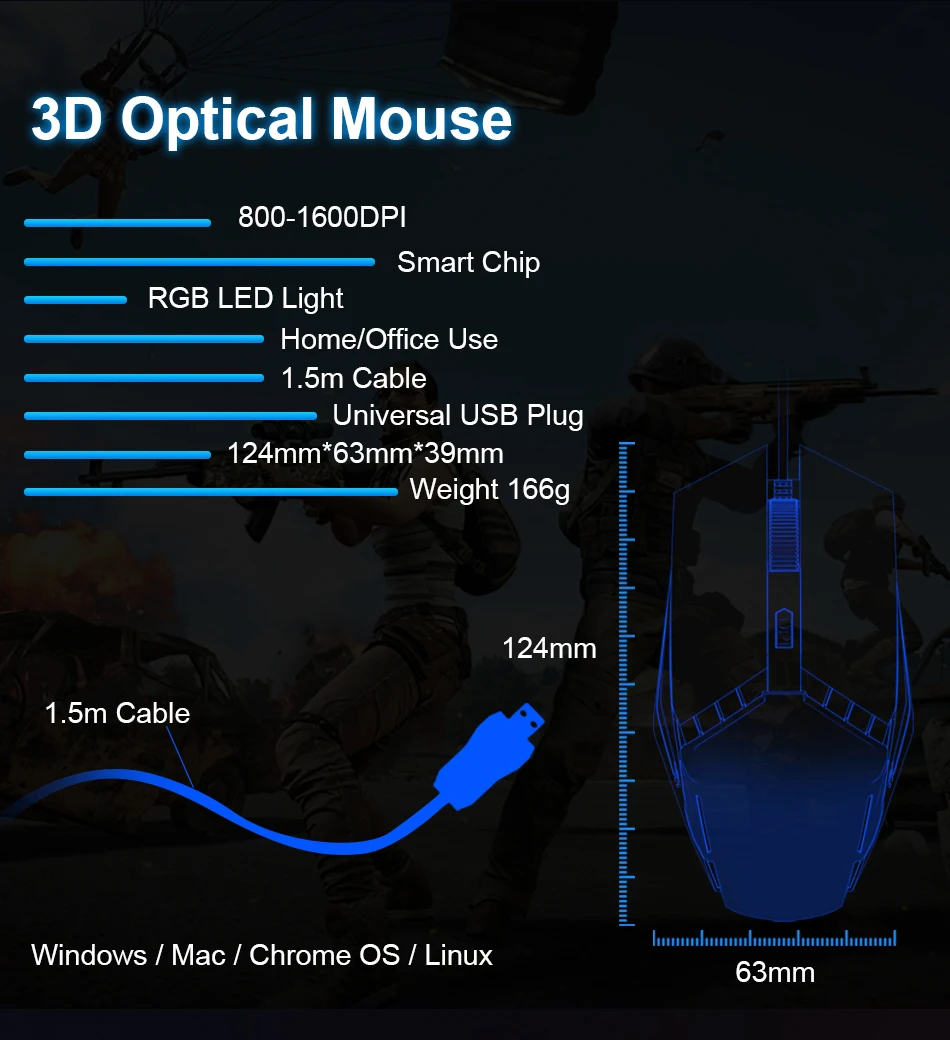 Проводная компьютерная мышь 1600 dpi, проводная USB мышь, RGB подсветка, светодиодный мышь s, эргономичная мышь для Windows, Xiaomi, huawei, ПК, ноутбука