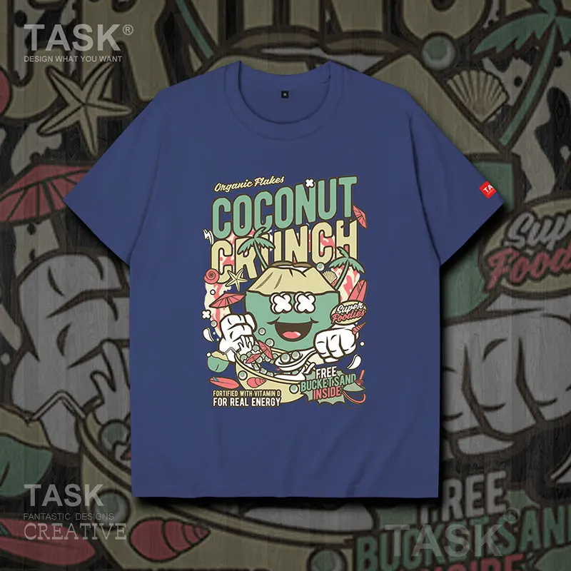 

Illustration Coconut Print Solid t shirt mens cotton 2020 mens sports casual Streetwear Fashion Tee Short sleeve summer Harajuku