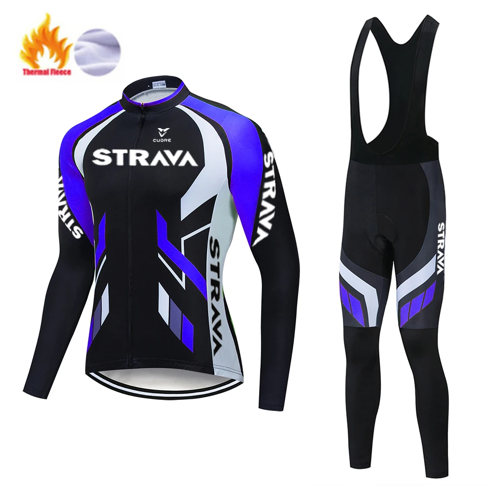 Зимняя мужская велосипедная одежда профессиональный комплект с длинными