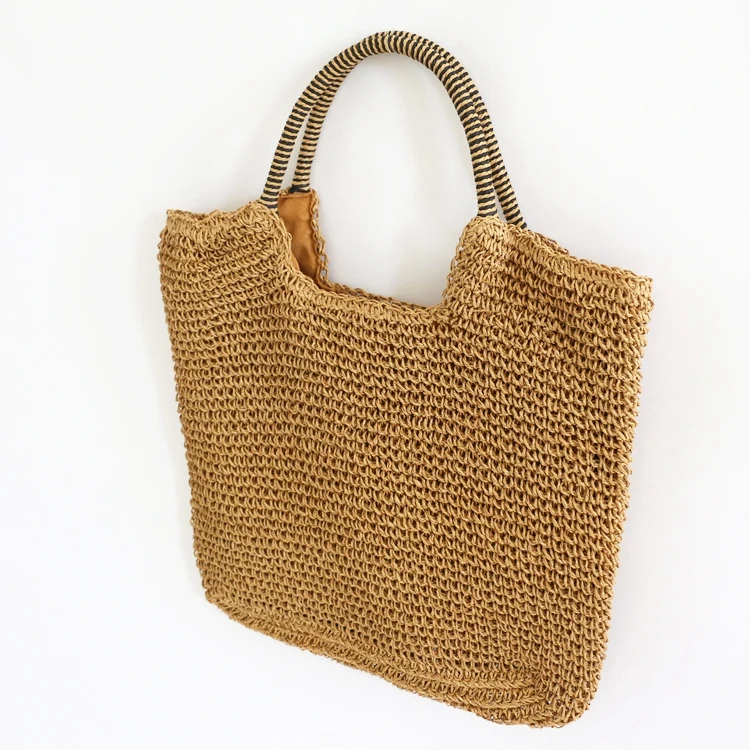

Women's Solid Color Woven Portable Straw Bag, Shopping All-Match Leisure Beach Vacation Leisure Bag