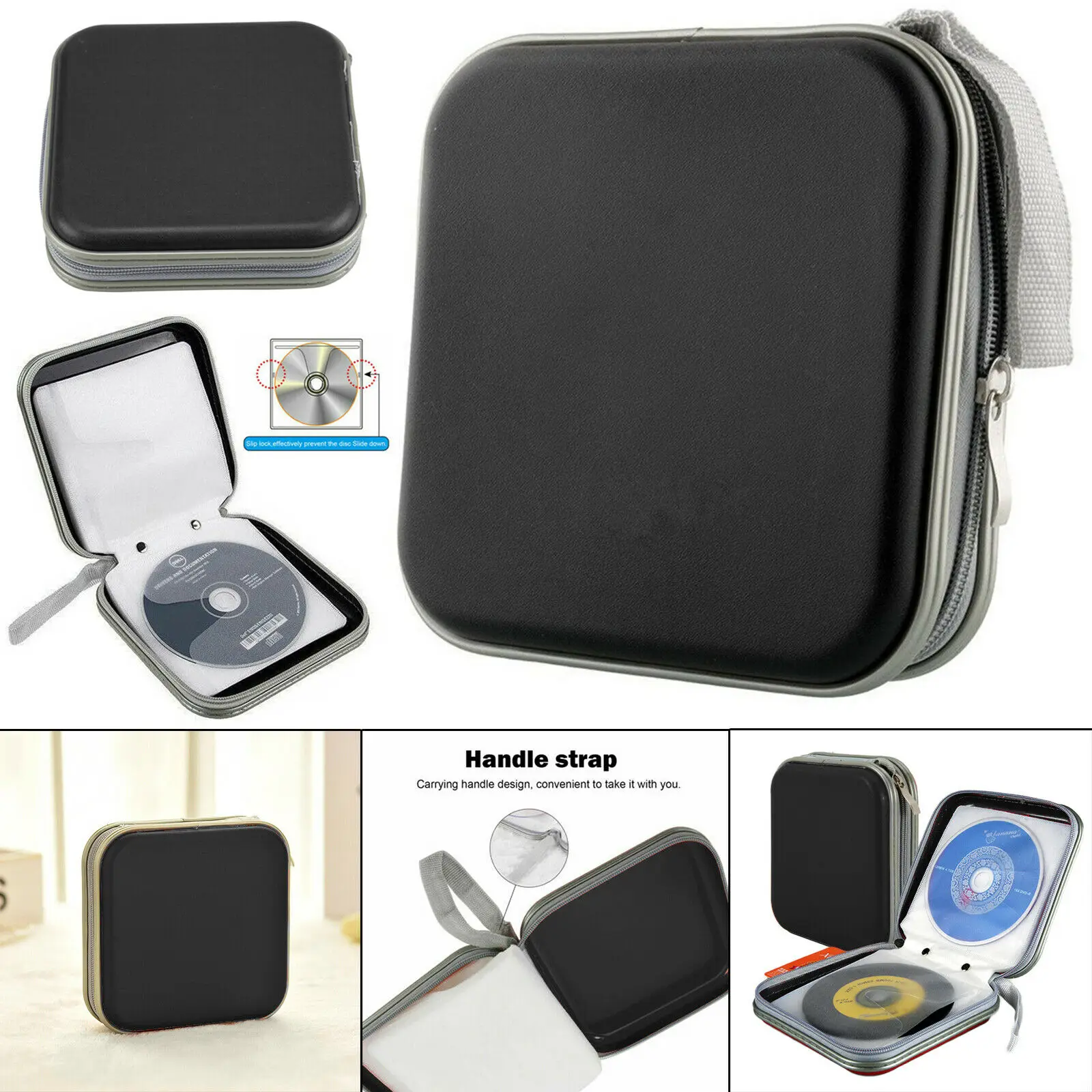

40 CD/DVD Storage Wallet Car Disc Holder Carry Case Pocket Protector Sleeve Bag