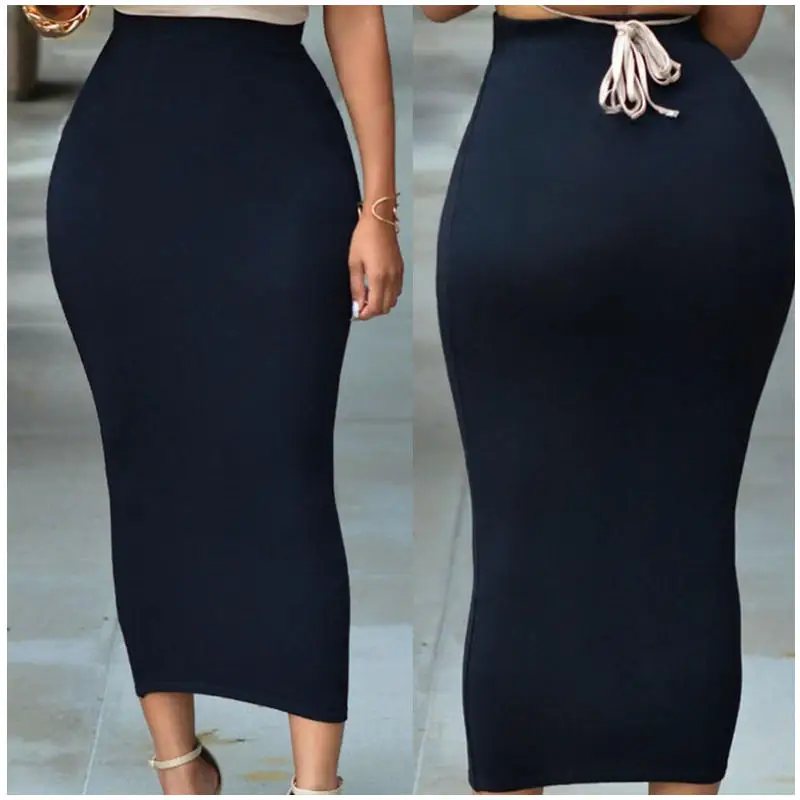 Женские осенние повседневные Slim Fit облегающая юбка с высокой талией размера плюс