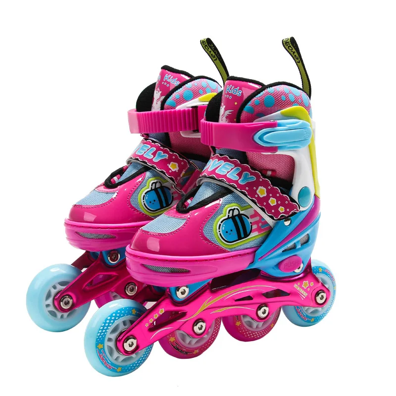 NEW Slalom Sliding Inline Roller Skates Shoes Adjustable Washable Flash Wheels Patines Beginner Kids Children 3-8 Years Old - Цвет: pink M EUR 32-35