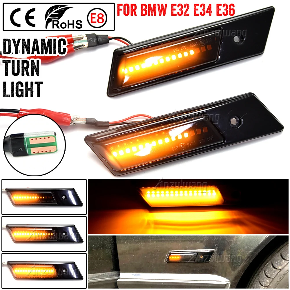 Dynamic Fender Turn signal For BMW E30 E32 E34 E36 Led Light Side Marker Lamp 1990-1996 M3 M5 3 5 7 SERIES