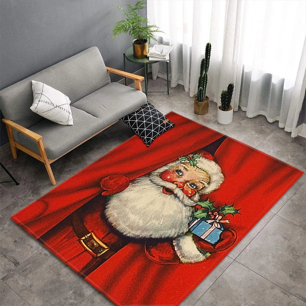 

Christmas Gift Area Rugs Parlor Decor Floor Mat Kids Bedroom Play Rug Snowman Santa Claus 3D printed Big Carpets for Living Room