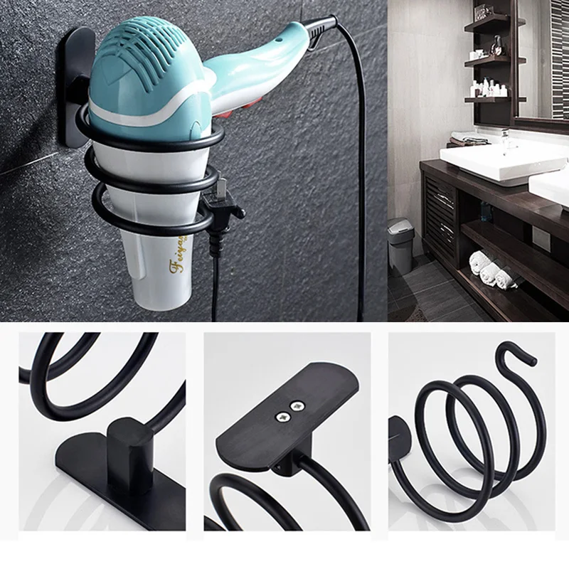 Настенный держатель для сушки волос в ванную комнату алюминиевый выпрямителя