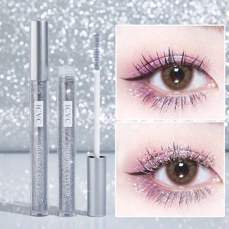 

1pc diamond glitter mascara quick dry water drop makeup long lasting waterproof curling thick shiny eyelash mascara