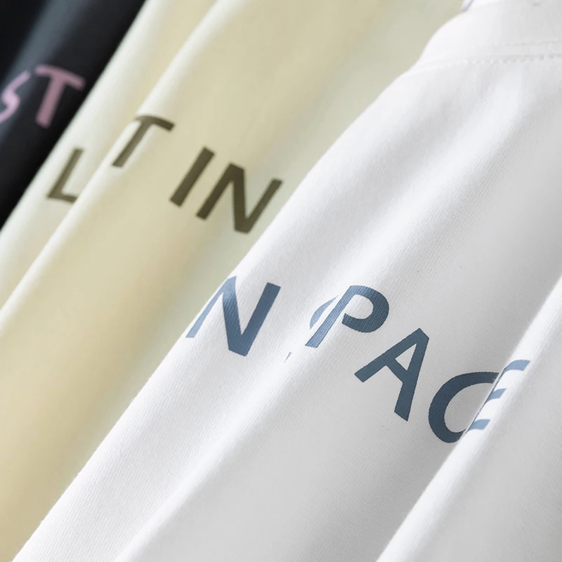 

DUSHU 2021 early autumn newly classic generous round neck T-shirt art English printing casual all-match color short-sleeved