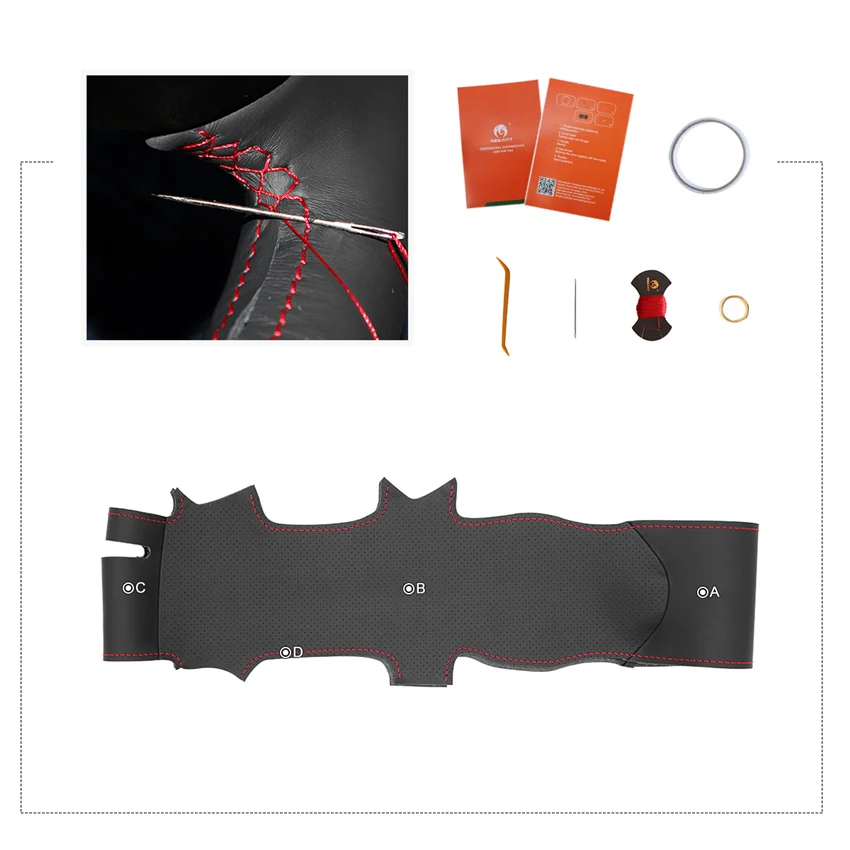 MEWANT черная искусственная кожа Мужская прошитая вручную чехол рулевого колеса