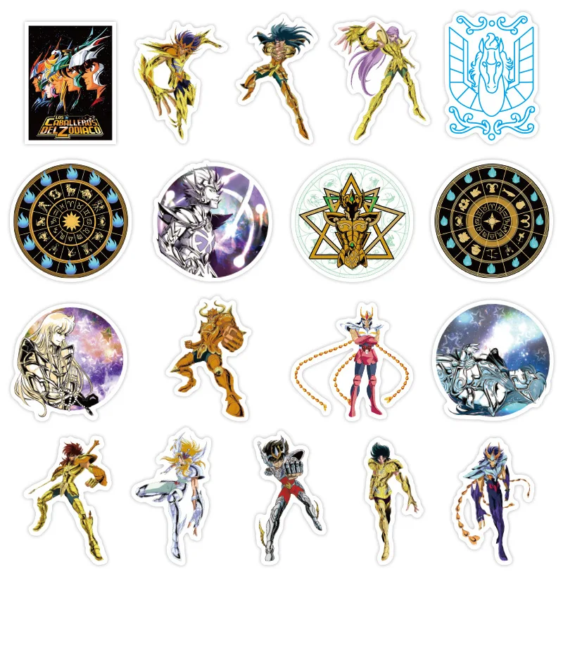 

50pcs/pack Saint Seiya Anime Waterproof Stickers Skateboard Guitar Laptop Motorcycle Travel Luggage Stickers Classic Toy