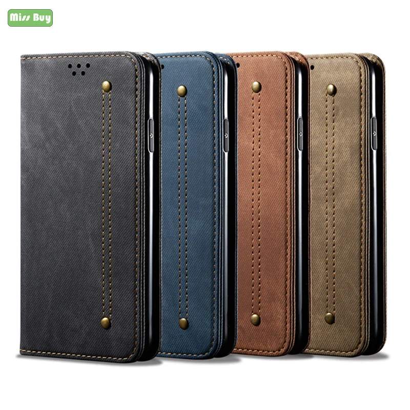 

Luxury Denim Pattern Leather Flip Case For OPPO A52 A72 A92 A53 A32 A31 A33 A8 A53s A11s Magnetic Book Cover Protective Case
