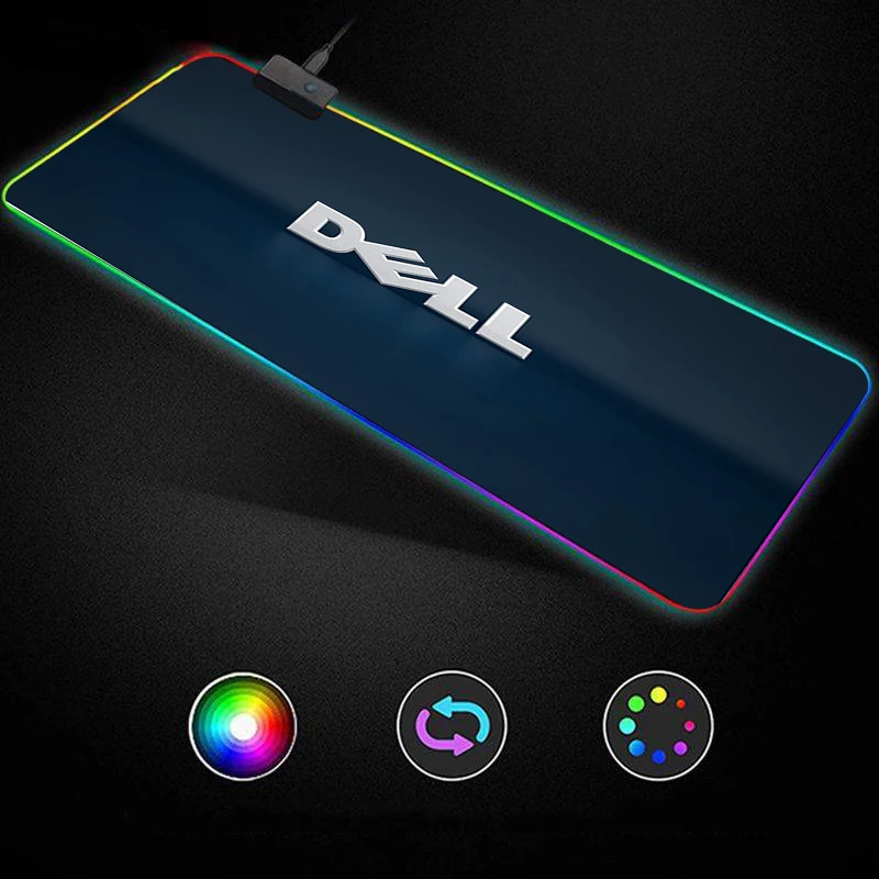 

Dell Logo pattern design Anime RGB Gaming Mouse Pad Gamer Keyboard Desk Non-slip Rubber LED Mouse Mat