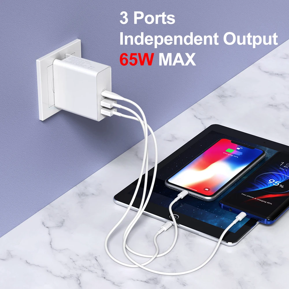 65 Вт PD QC 3 0 Quck Зарядное устройство USB адаптер для переключателя Macbook type C быстрое