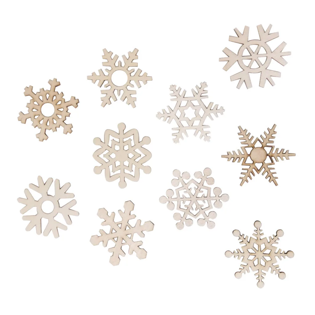 

10x Wooden Snowflake Cutout Embellishments Home Party Ornament Xmas Gift Tag