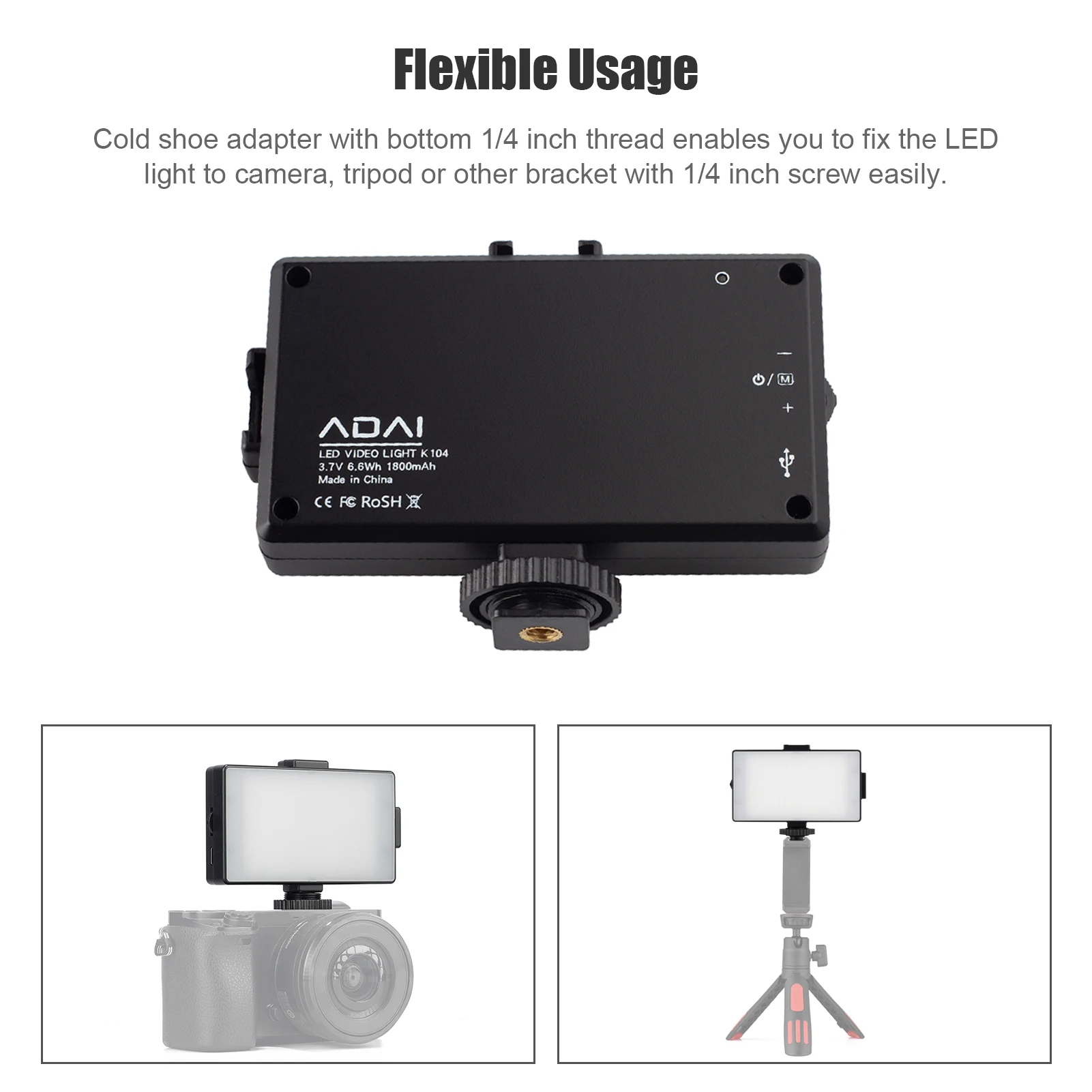 

Photo Studio LED Video Light Photography Lamp 3200K/5600K Bi-color Temperature Dimmable CRI96 Built-in Battery Dual Cold Shoe