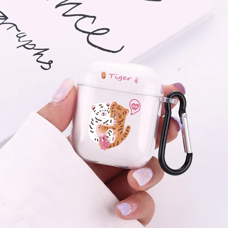

Tiger earphone case cute cartoon cover for apple airpod pro 3 charging box wireless bluetooth for airpod 1 2 silicone capa