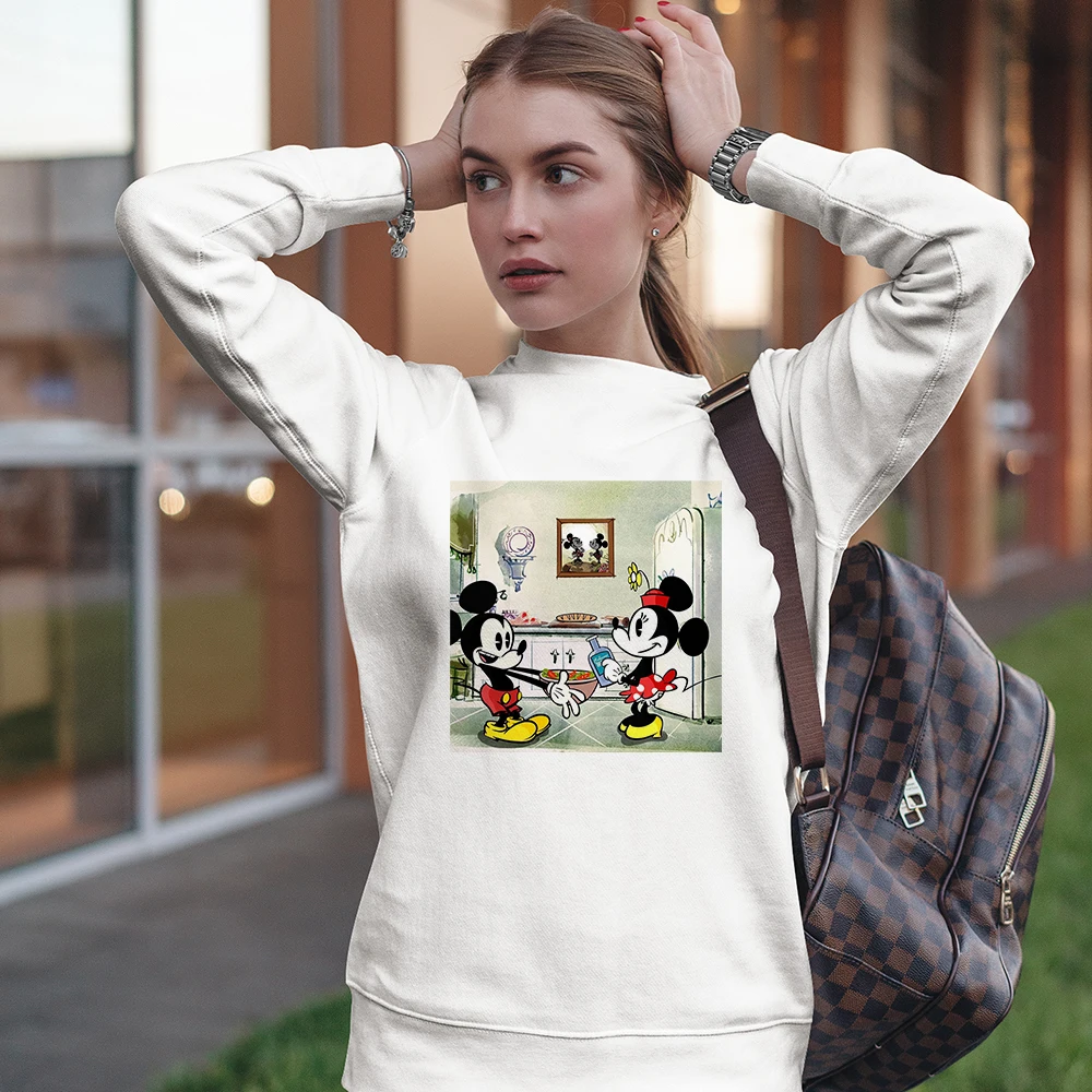 

Disney Sweatshirts for Couples Mickey Mouse Family Look Kawaii Hoodie Harajuku Long Sleeve Sport Top Next Door Fashion Style