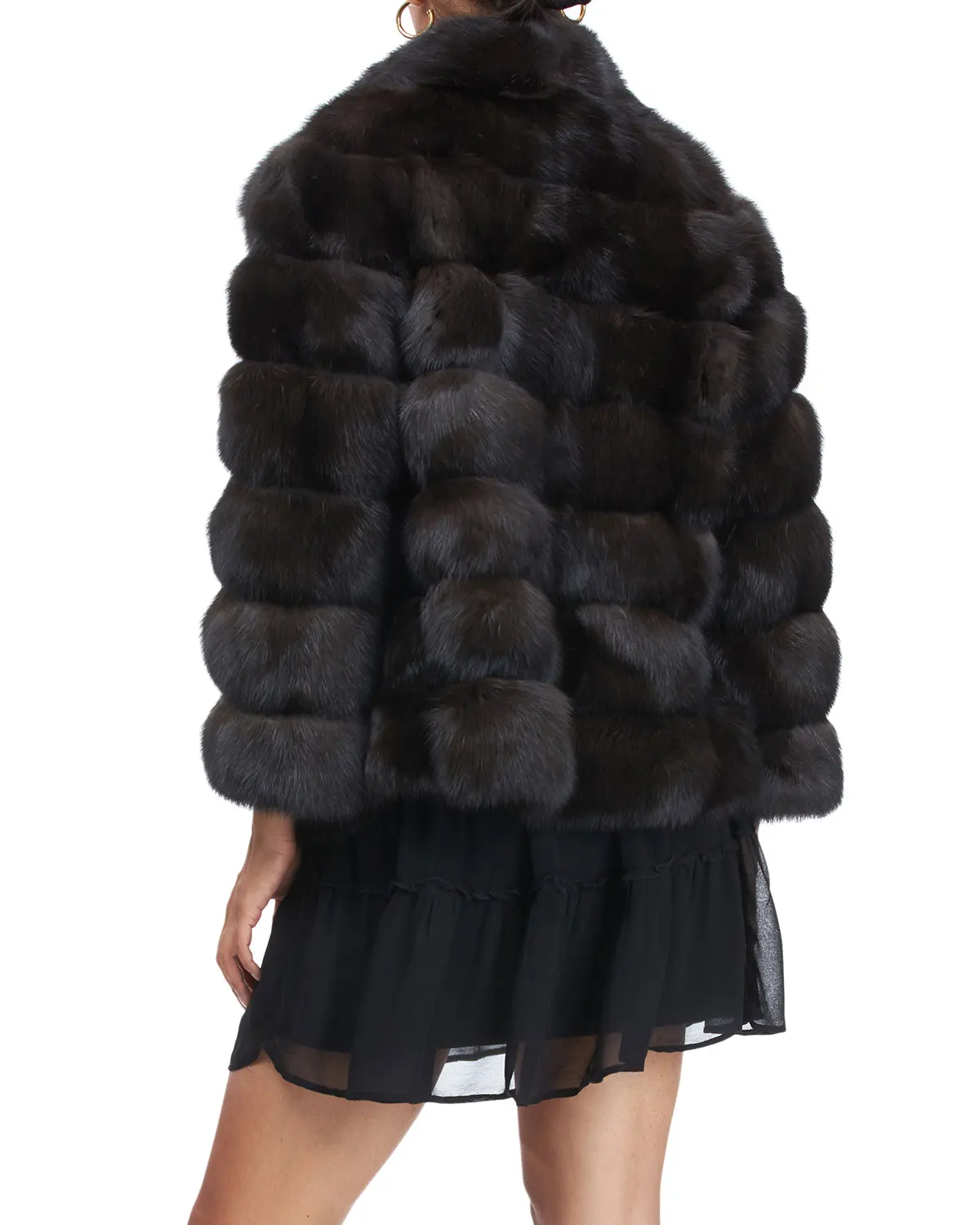 Winter lady's real fox fur, black mink fur, purple mink fur coat, warm and fashionable in winter, European style street style