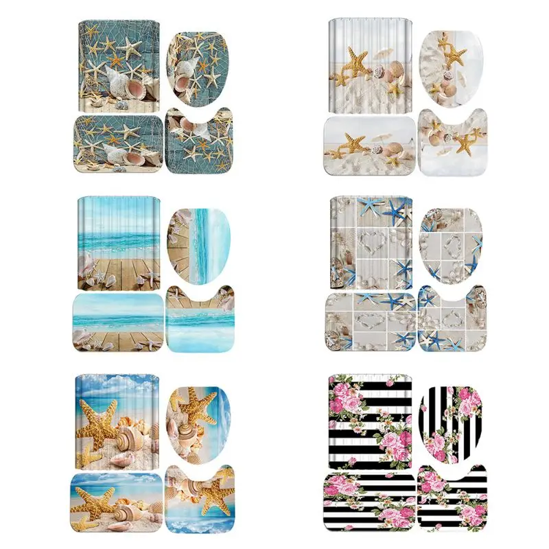 

Christmas 3D Digital Printing Shower Curtain 4 Pieces.For Home / Hotel / Party Decoration 180 * 180cm