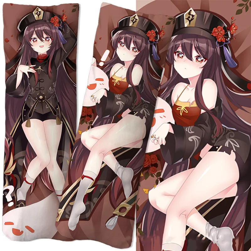 

Japan Anime Game Genshin Impact Hutao Cosplay Dakimakura Kawaii Loli Girl Hugging Body Long Pillowcase Sexy Pillow Cover Waifu