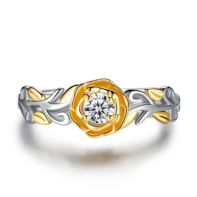 Женское кольцо уникальной формы красивая привлекательная роза циркон женское