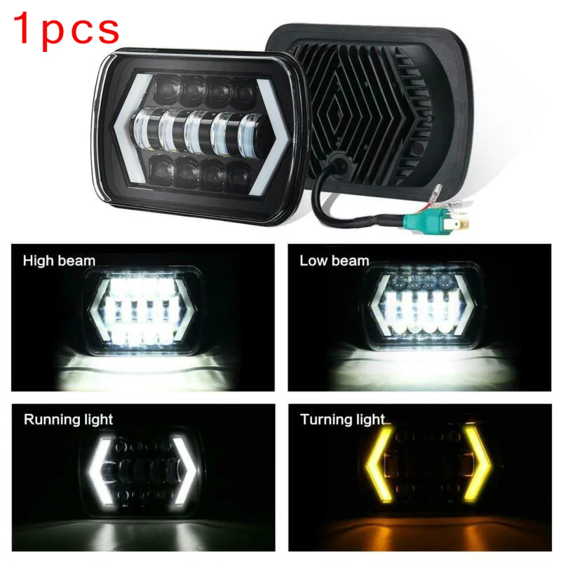 

300W Square 7 Inch 8-Beads LED Headlight For Jeep Wrangler YJ 1987- 1995 Aluminum Alloy Case PC Lens Car Light