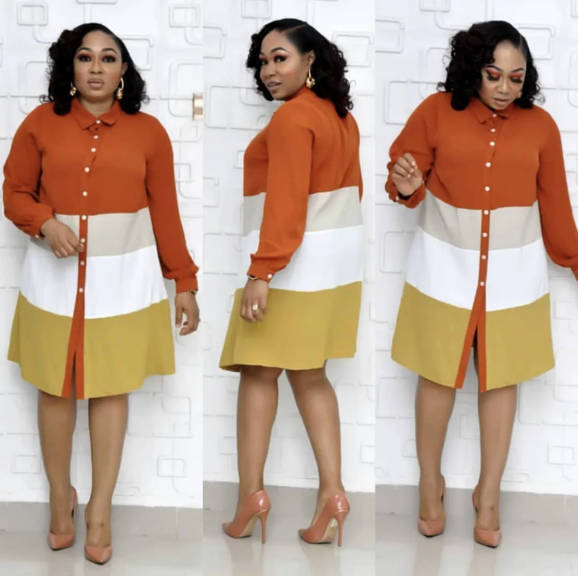 Женское элегантное платье рубашка в африканском стиле красивое из полиэстера с