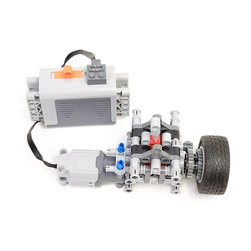 

DIY building block four-speed gearbox simulation model with battery box can be assembled
