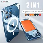 Магнитный чехол с держателем для карт для iPhone 13 Pro Max Magsafe, Беспроводная зарядка, чехол для Apple 12 Mini 11 Pro XR XS Max 8 Plus
