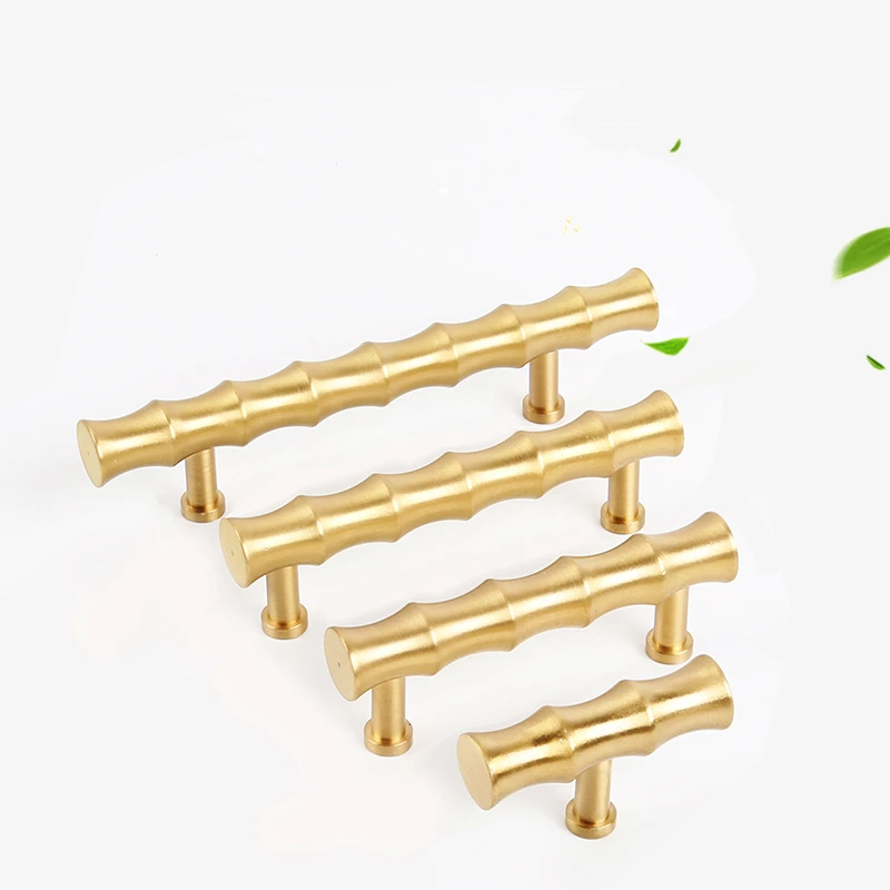 Бамбуковые ручки для кухонного шкафа из твердой латуни винтажные мебельные