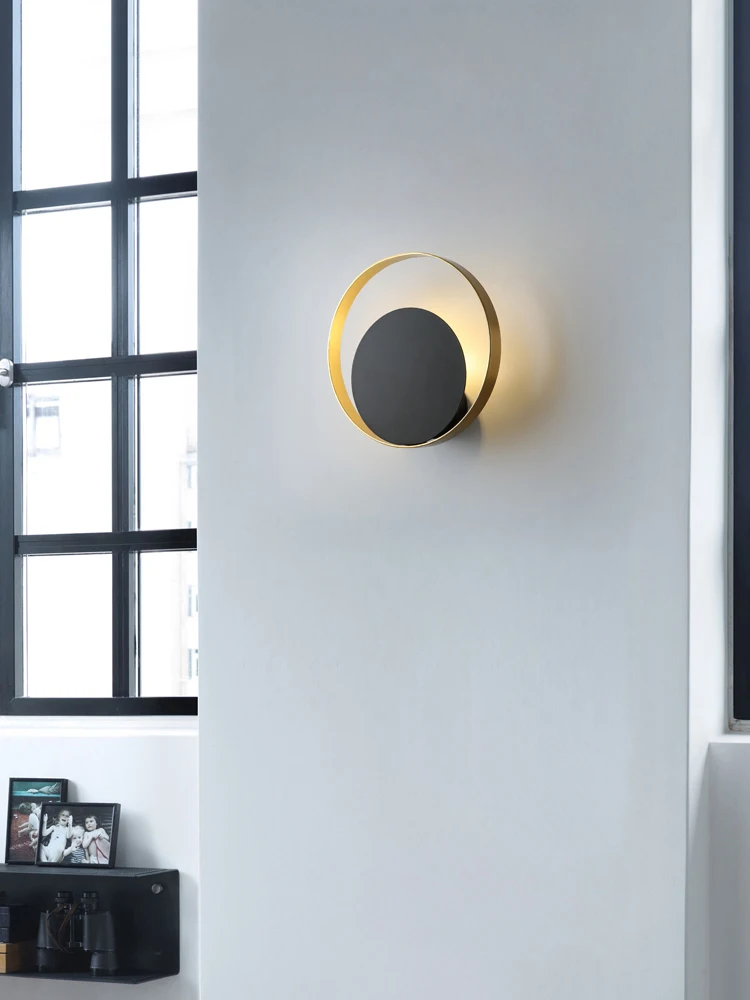 

Nordic minimalist round designer model room living room decoration aisle bedroom bedside personality wall lamps