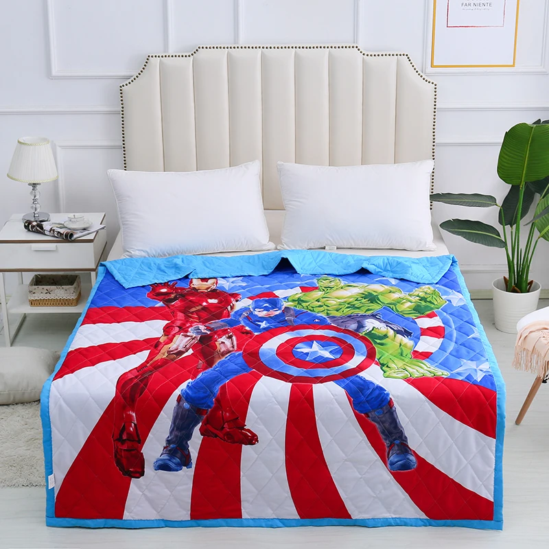 

Disney Quilt Sheet Blanket Marvel Avengers Spiderman Car BoySummer Quilt Twin Size Kids Single 59*79 inch Thin Quilt 150x200cm