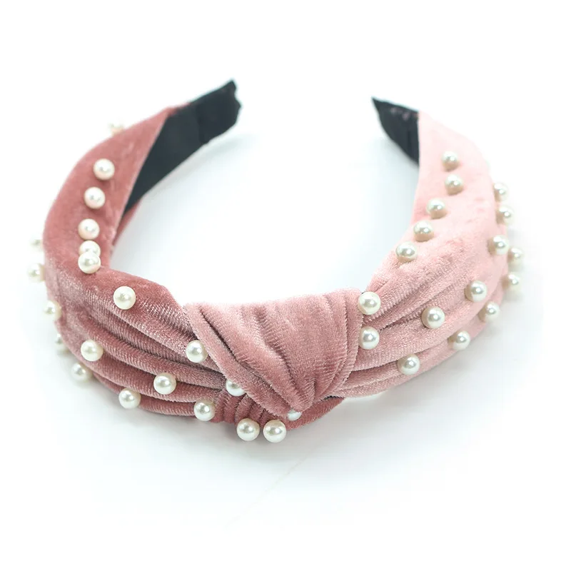 MueRaa 2021 ободок бархат жемчуг лентой перекрестной повязкой на голову для женщин в