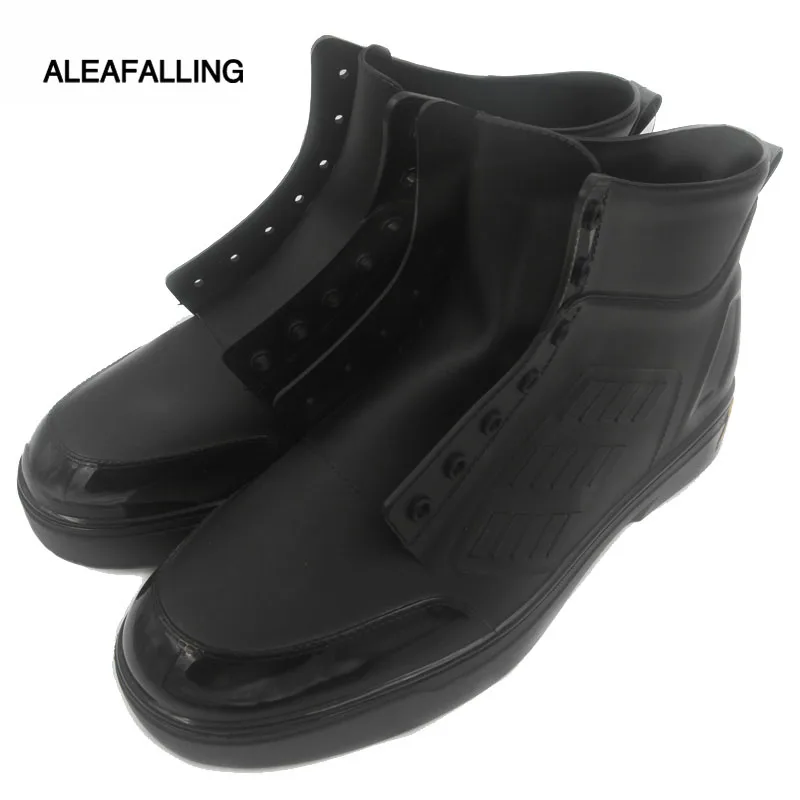 

Aleafalling Men's Waterproof Rain Boots Mujer Rubber Lace-up Short Ankle Boots Non-slip Rainboots Water Shoes Males Botas m001