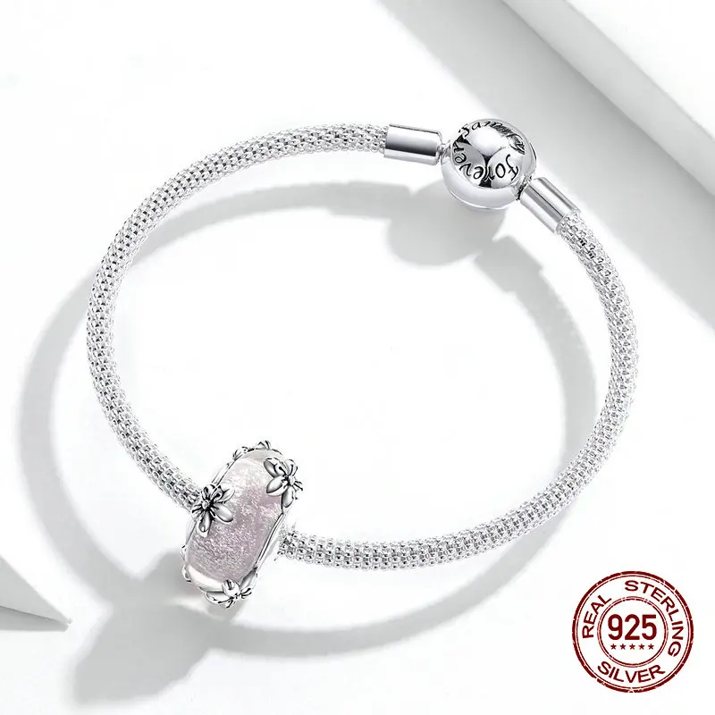 Розовые стеклянные бусины сакура подходят для браслета очаровательный браслет