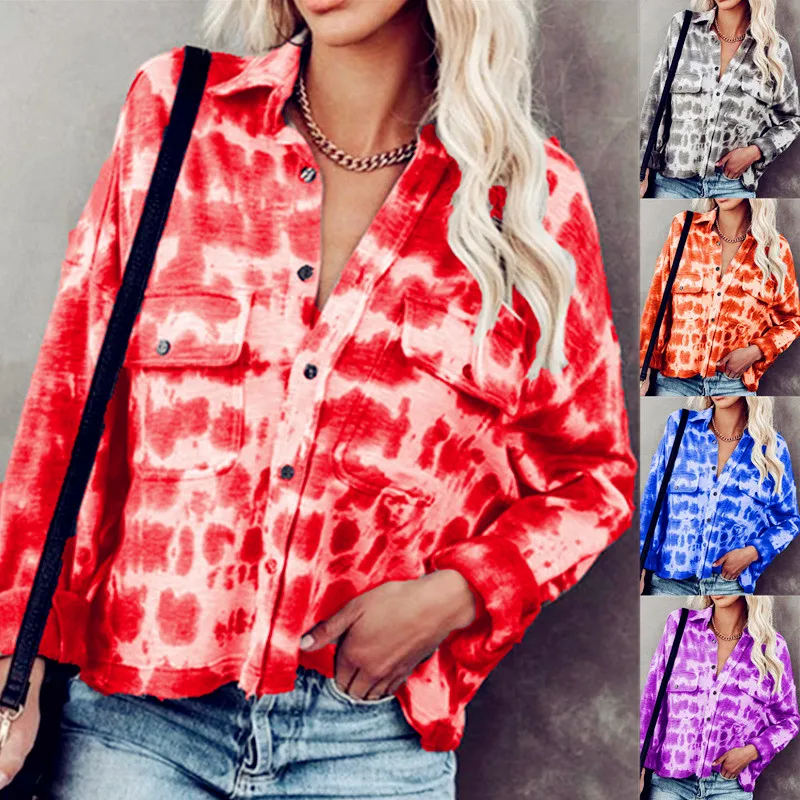 

2021 Autumn Winter Women Blouses Vintage Sexy Pocket V Neck Printed Casual Befree Long Sleeve 5XL Big Large Plus Sizes Shirts