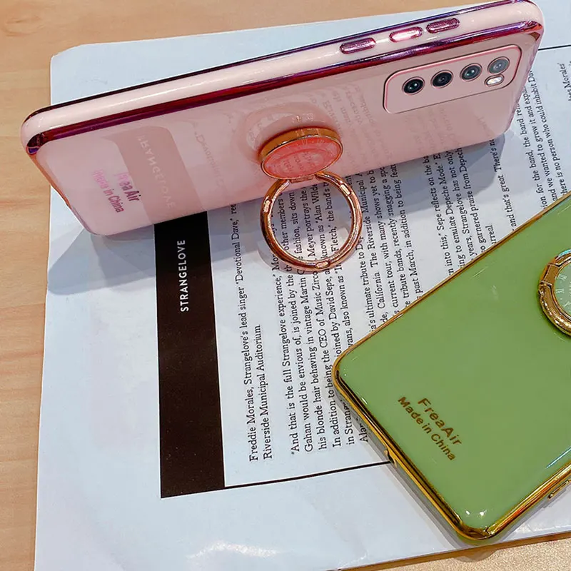 Luxury Silicone Case For Huawei P40 Lite 5G phone Case For Huawei p40 lite E Cover Shockproof Stand Holder Case Huawei p40 Lite