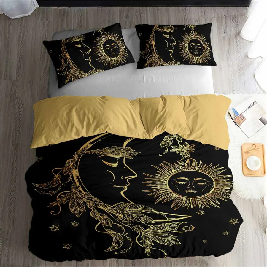 

Lightweight BOHO Sun Moon and Stars 3D Bedding Set Duvet cover set Twin queen king Beautiful pattern Real effect